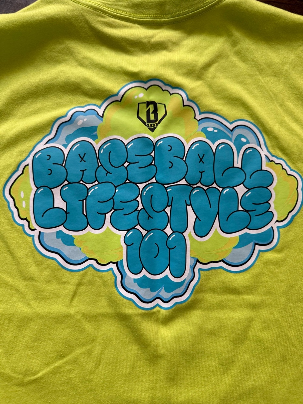Baseball lifestyle 101 Short Sleeve Graphic Tee with Blue Chest Print - Picture 4 of 4